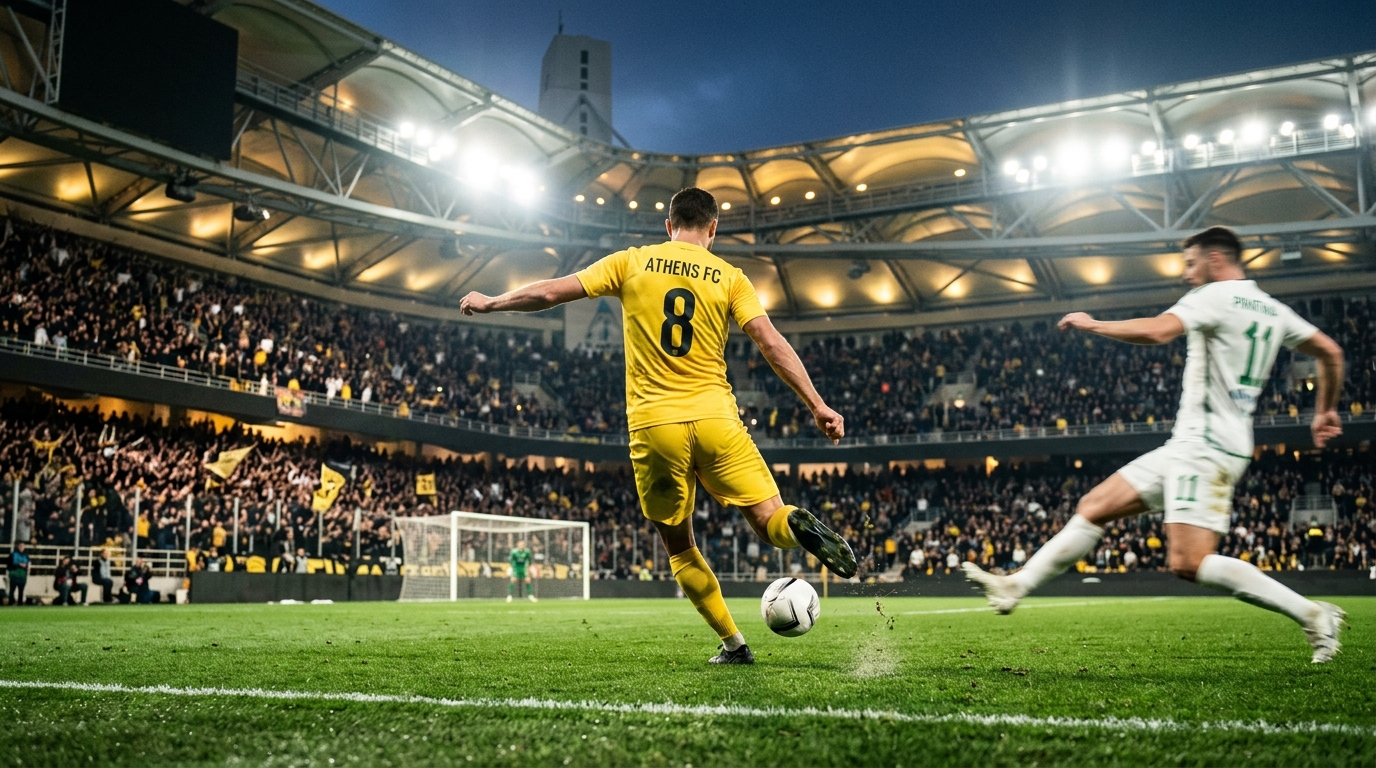 Action during AEK Athens FC vs Lask Linz at Allwyn Arena