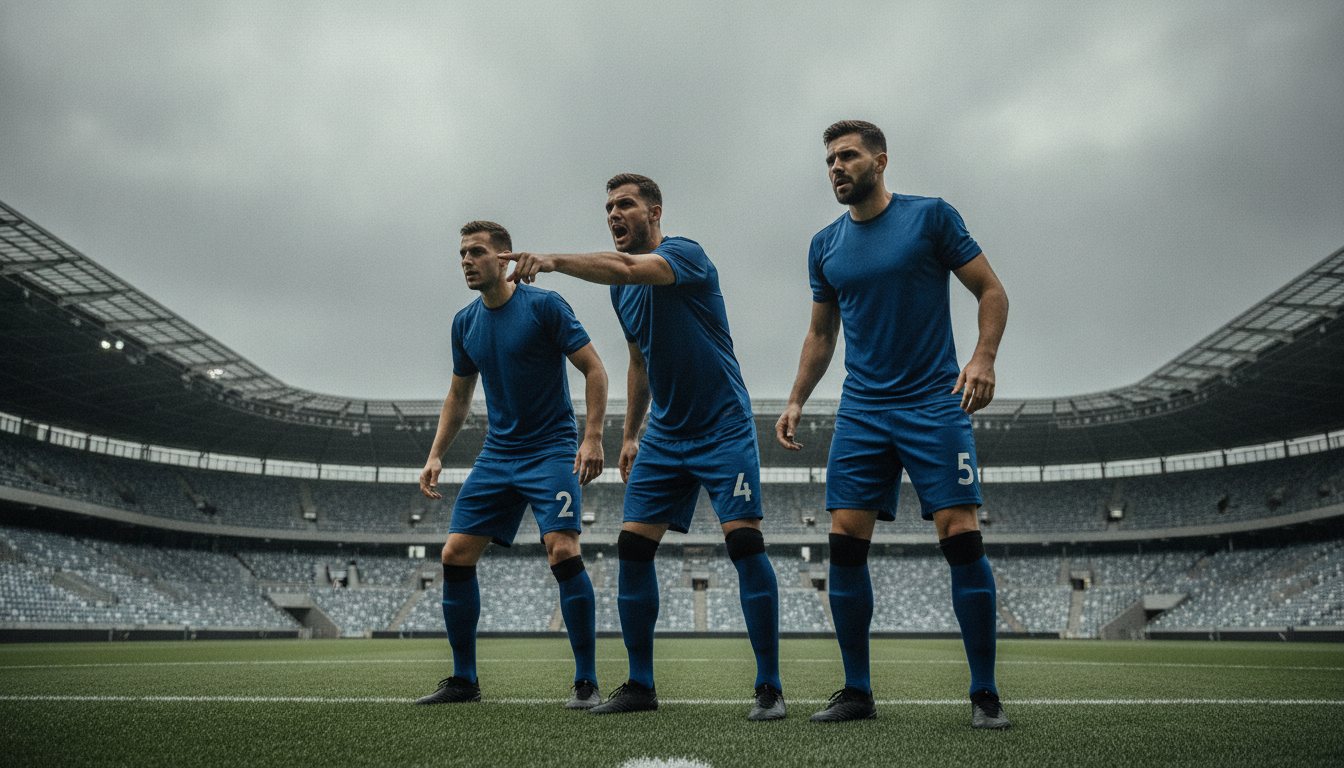 Chelsea back three in discussion during a match